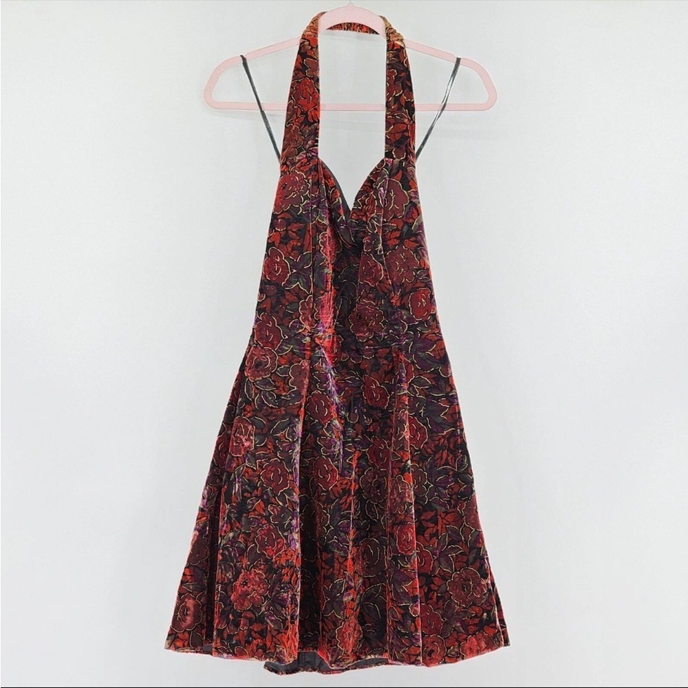 Rampage Floral Halter Mini Dress in Black and Pink Y2K size 7 - Picture 3 of 14